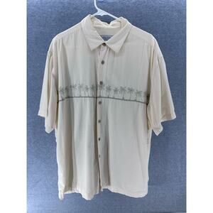 Quicksilver Edition Mens Sz XL Button Down Embroidered Palm Tree Cotton Vacation